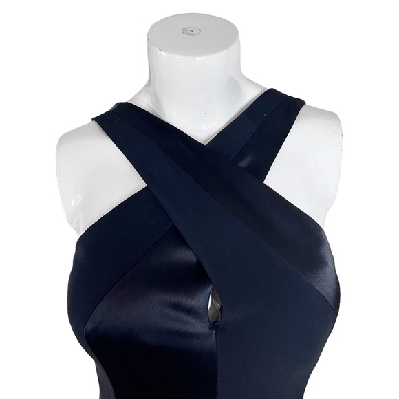 RARE St John Couture Black Crepe Satin Halter Wrap Neck Formal Slip Dress Sz 2/4 - Picture 11 of 12